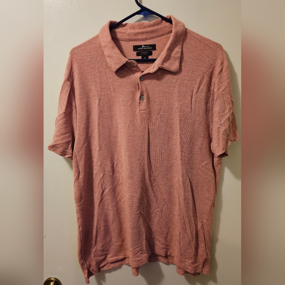Marc Anthony Luxury Slim Fit‎ Polo Shortsleeve Pink Shirt Men's Size XL